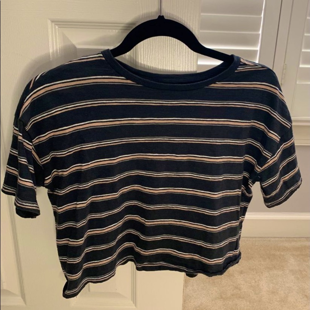 Retro Striped American Eagle Boxy Cropped Tee